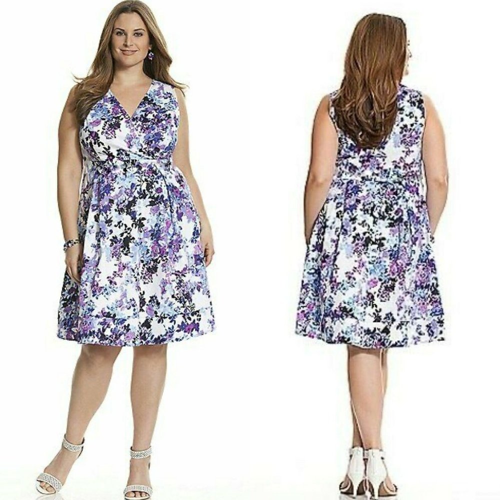 Lane Bryant Plus Size 18 Dress Fit Flare Floral